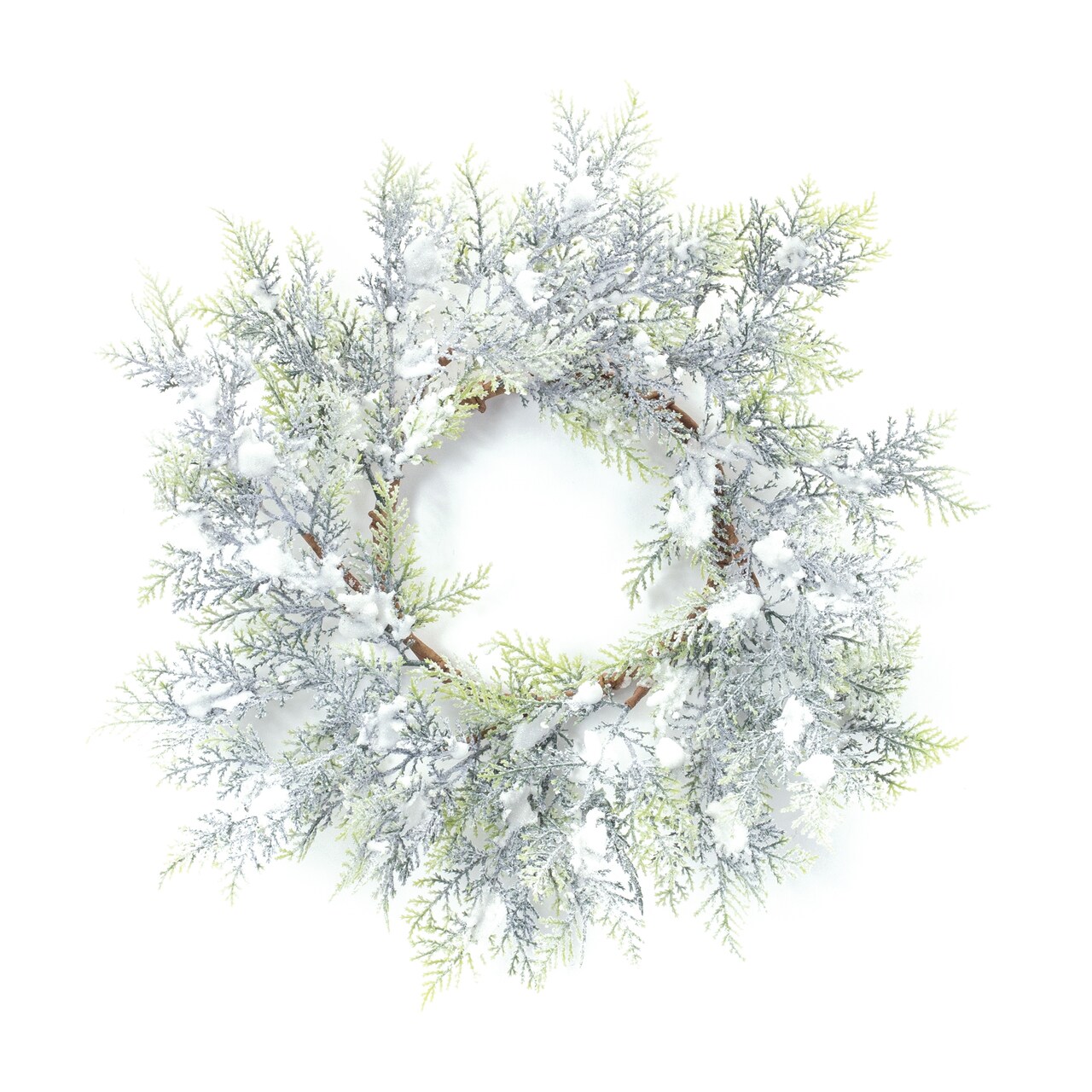 Melrose Flocked Cedar Artificial Christmas Wreath, 15-Inch, Unlit